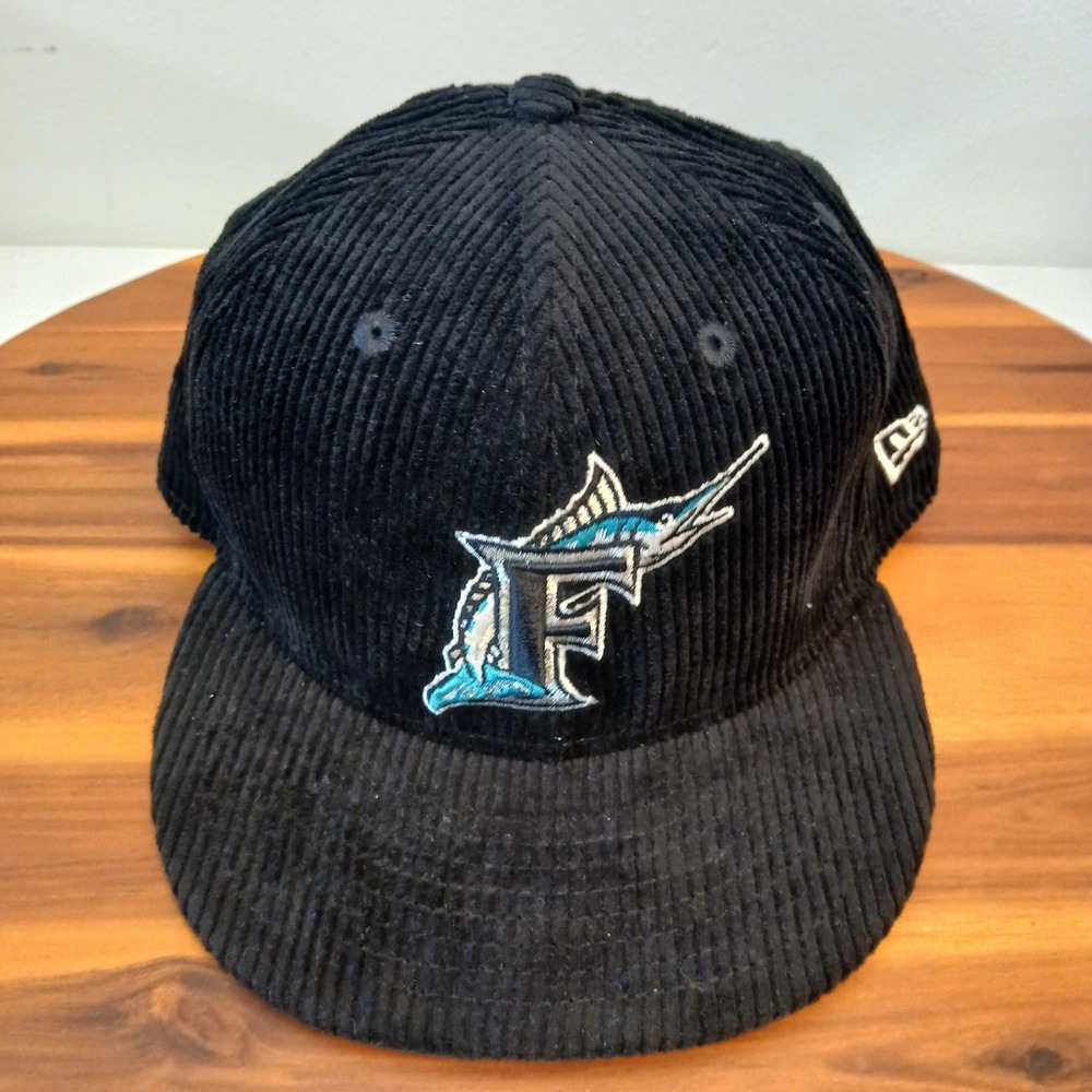 New Era 59FIFTY Florida Marlins Corduroy Hat Black 7 5/8 Cooperstown MLB Cap
